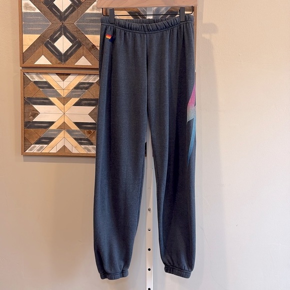 Aviator Nation Pants - Aviator Nation Bolt Sweatpants Joggers Grey Small